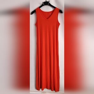 NWOT Amazon Essentials Sleeveless Jersey V-Neck Maxi Dress Orange Size S